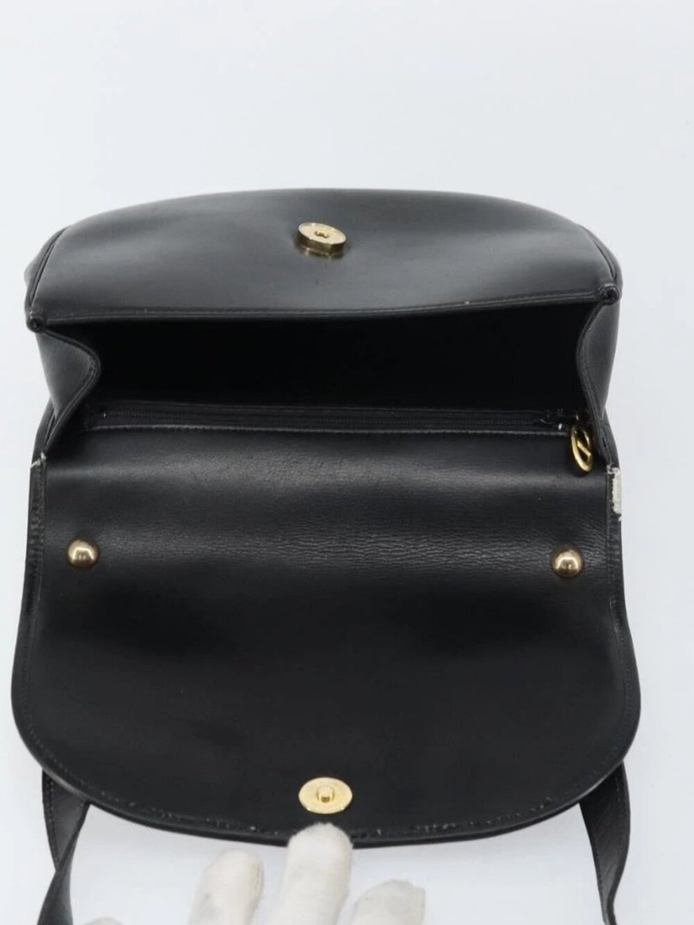 Christian Dior Shoulder Bag Leather Black Gold Auth 156492 - Picture 10 of 16